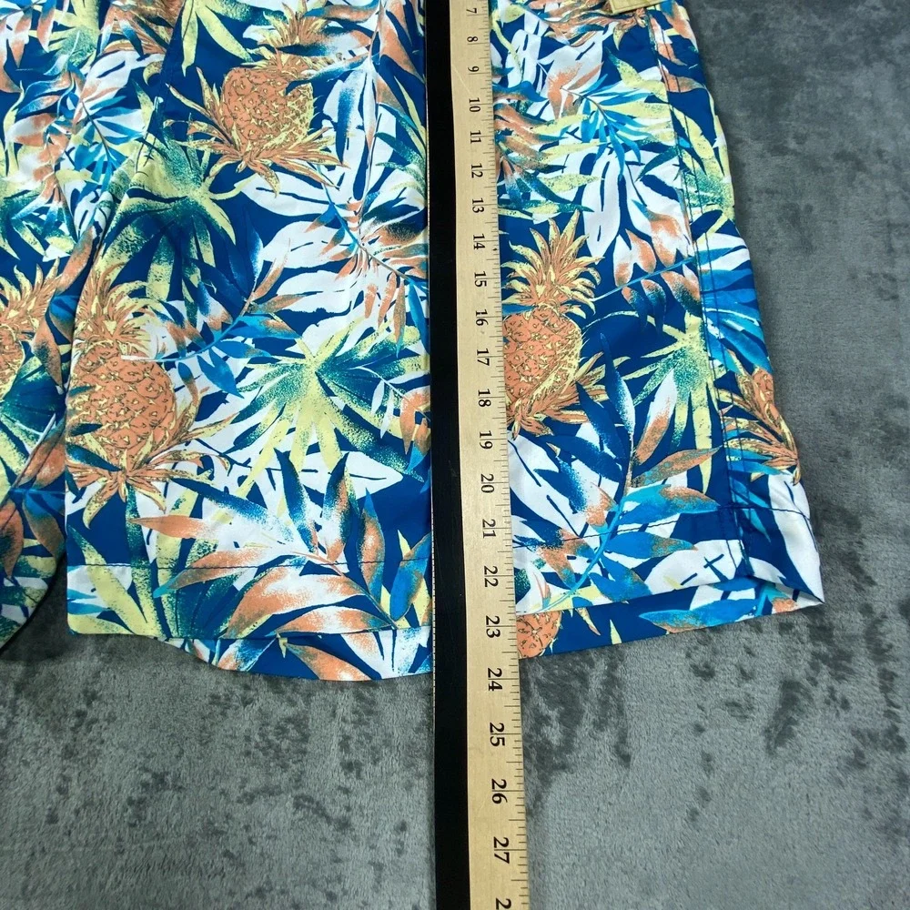 NWT Caribbean Swim Trunks Mens 3XB Blue Palm Tree Pine Print Board Shorts‎ NEW
